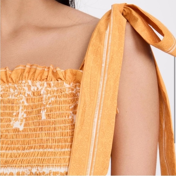 Cleobella Eliana Mini Dress Yellow Tiered NWT Size Large - Picture 4 of 13